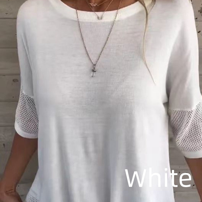 Amina Maietta™ Damska koszulka z rękawem 3/4 i okrągłym dekoltem