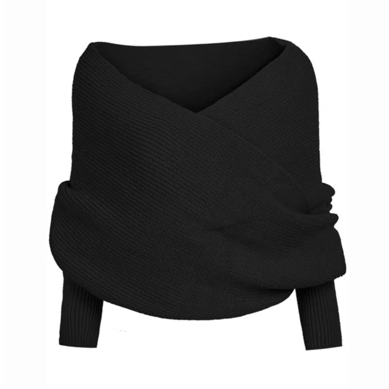 Esterina Riggi™ Sweter dzianinowy z kopertowym dekoltem