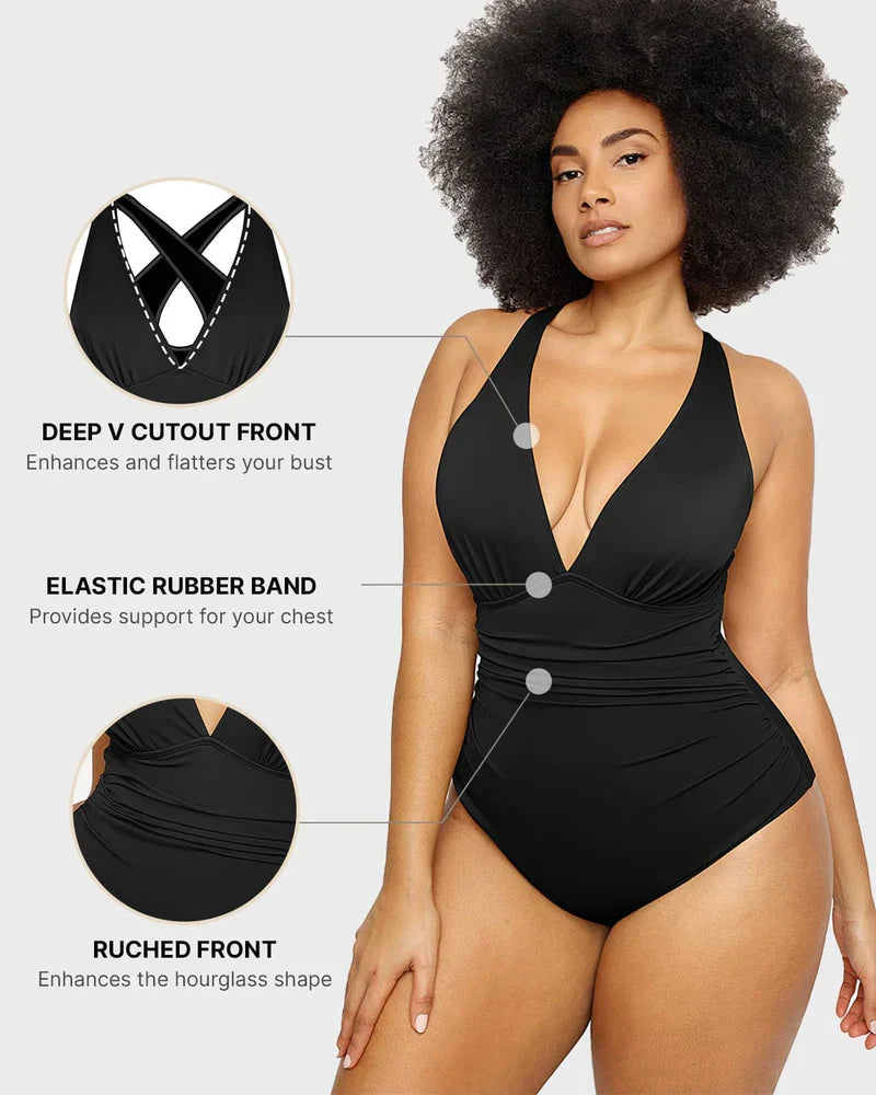 SwimWave™ Jednoczęściowy strój kąpielowy z dekoltem w szpic