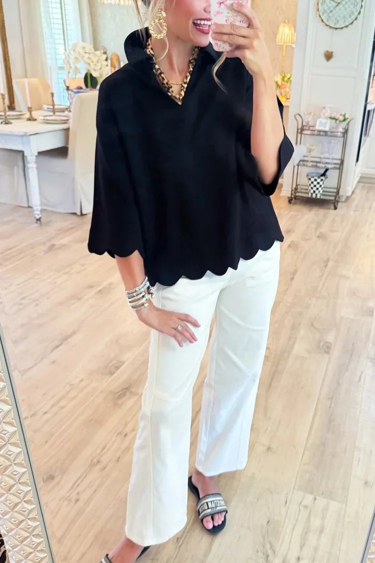 Anita Marotta™ Elegancka bluzka z falowanym dołem