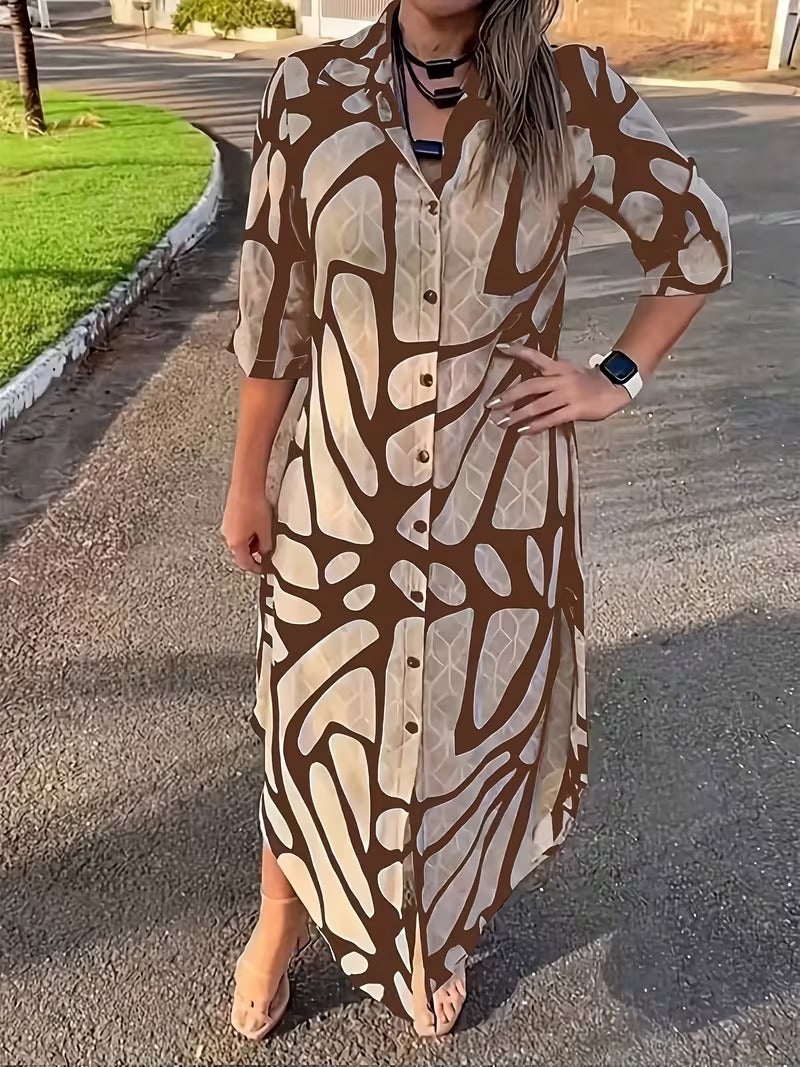 Bianca Borsani™ Wszechstronna koszulowa sukienka geometryczna na co dzień