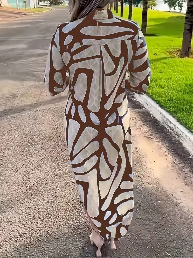 Bianca Borsani™ Wszechstronna koszulowa sukienka geometryczna na co dzień