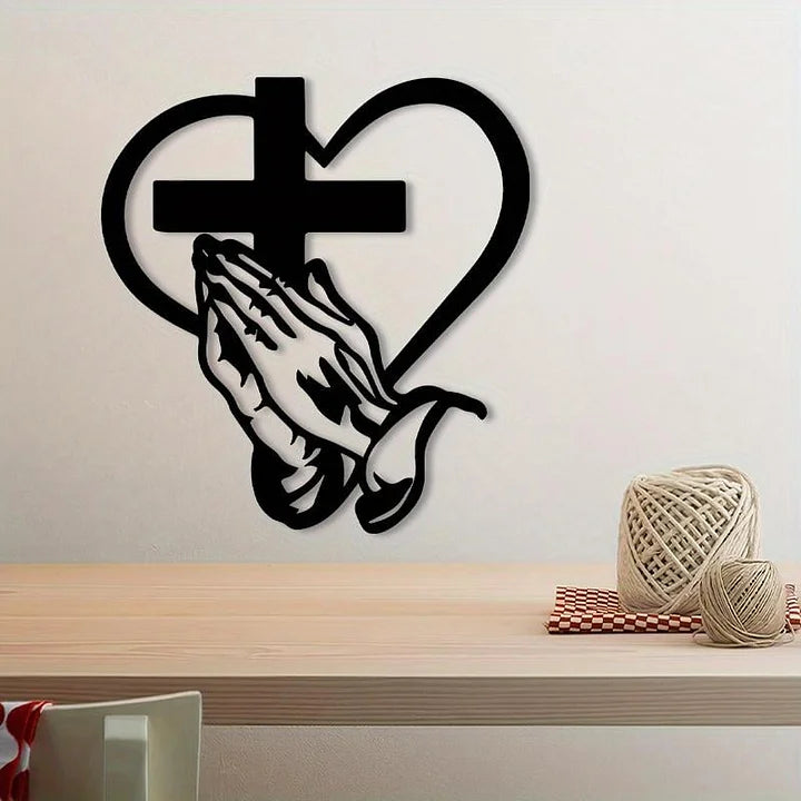 BlessHeart™ Elagancka, metalowa dekoracja ścienna z motywem modlitwy