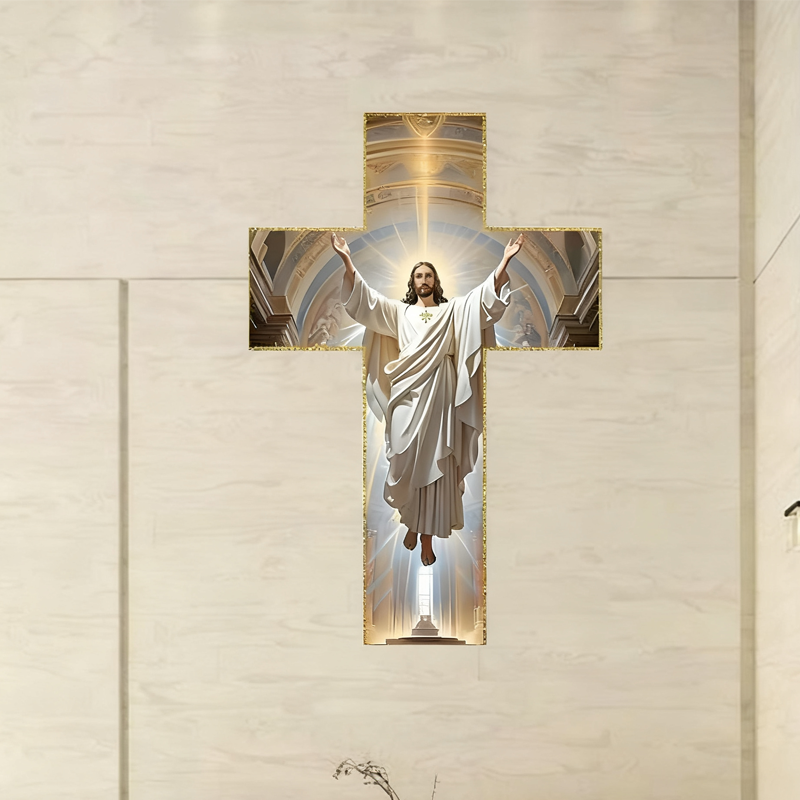 BlessedTimber™ Drewniany krzyż ścienny w stylu vintage z Jezusem