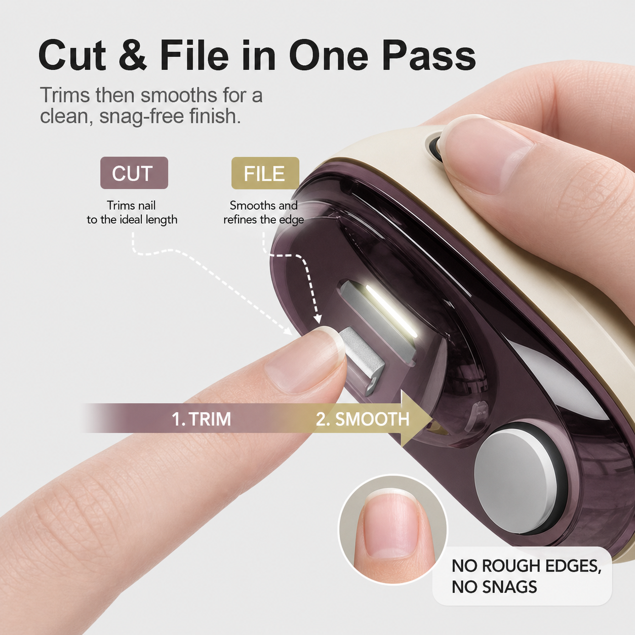 ClipGuard Pro+™ Elektryczny obcinacz do paznokci z pilnikiem
