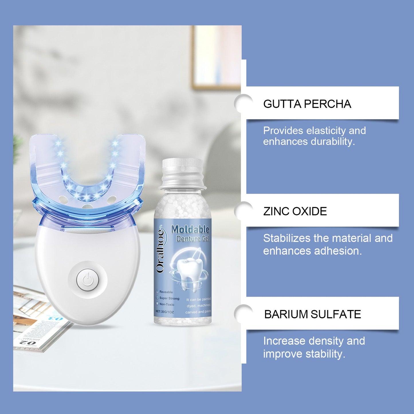 DentBlue™ Lampa utwardzająca światłem niebieskim i materiał do naprawy zębów