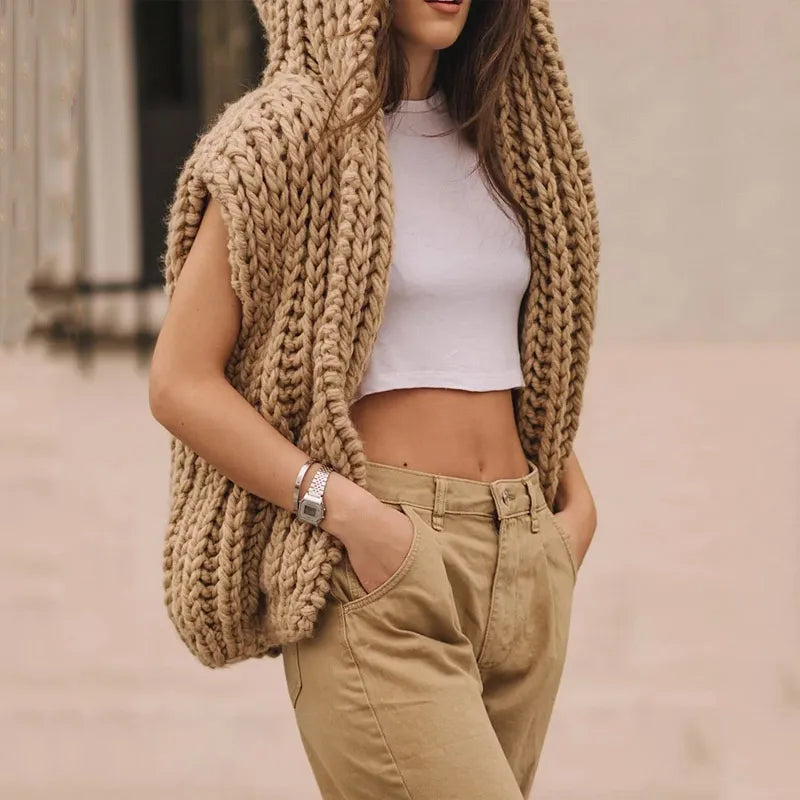 Dixie™ Luźny, dzianinowy sweter z kapturem