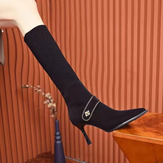 Eufémia™ Modne, dzianinowe buty na wysokim obcasie
