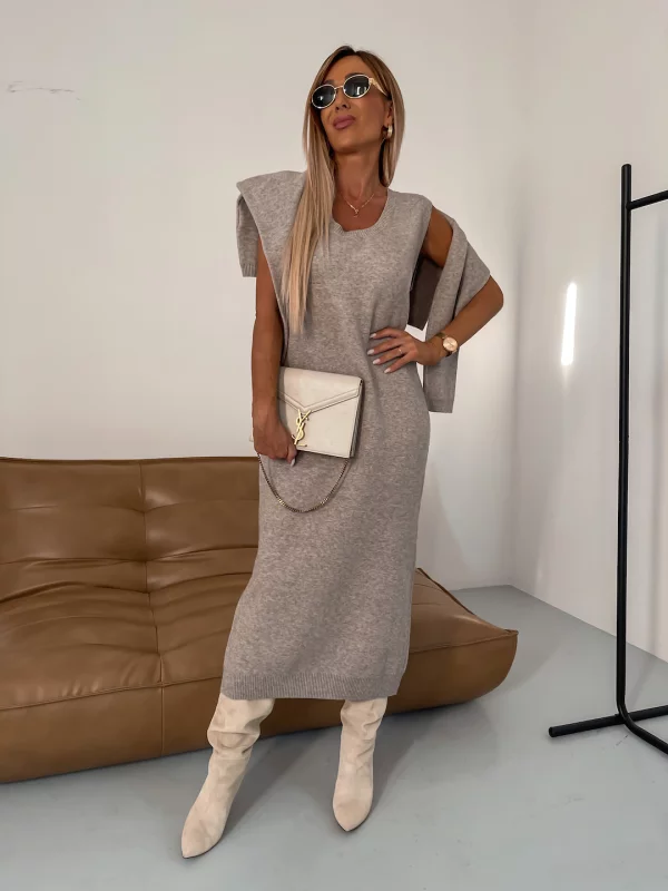 Flavia Lauletta™ Elegancki zestaw sukienka maxi i sweter