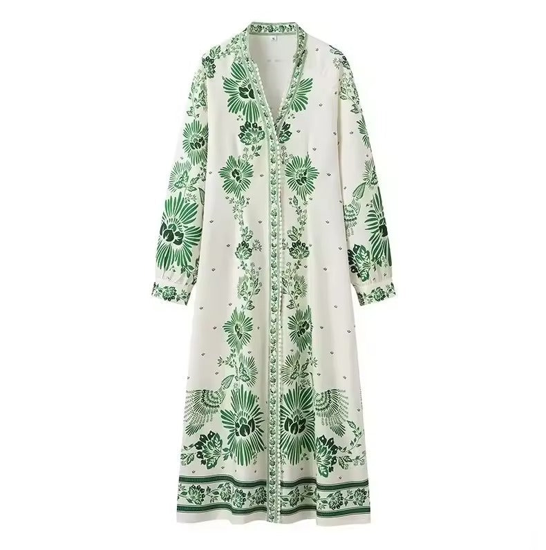 Flora Recine™ Damska sukienka boho z dekoltem V
