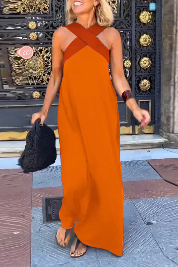 Guenda Savona™ Sukienka maxi bez rękawów z dekoltem na krzyż