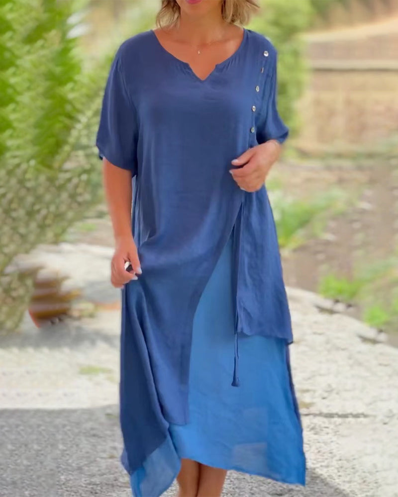 Jemma Onio™ Plus Size Asymetryczna Długa Sukienka