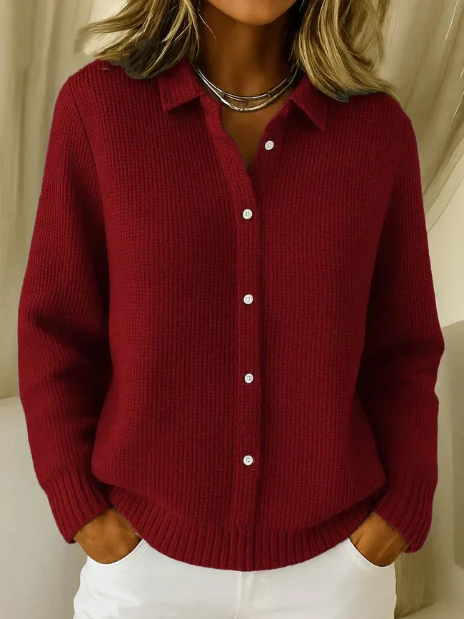 Linda Dino™ Damski casualowy rozpinany na guziki sweter