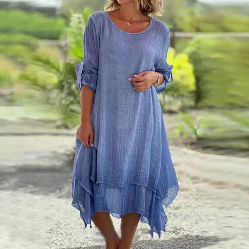 Lisa Vincenzo™ Elegancka sukienka z okrągłym dekoltem o luźnym kroju