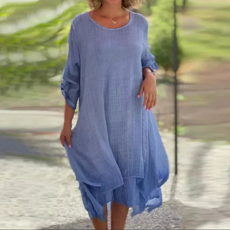 Lisa Vincenzo™ Elegancka sukienka z okrągłym dekoltem o luźnym kroju