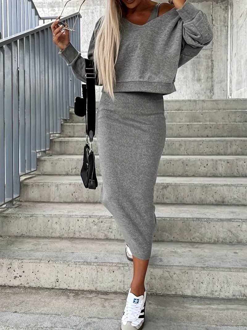 Novelle™️ Zestaw bluza i sukienka