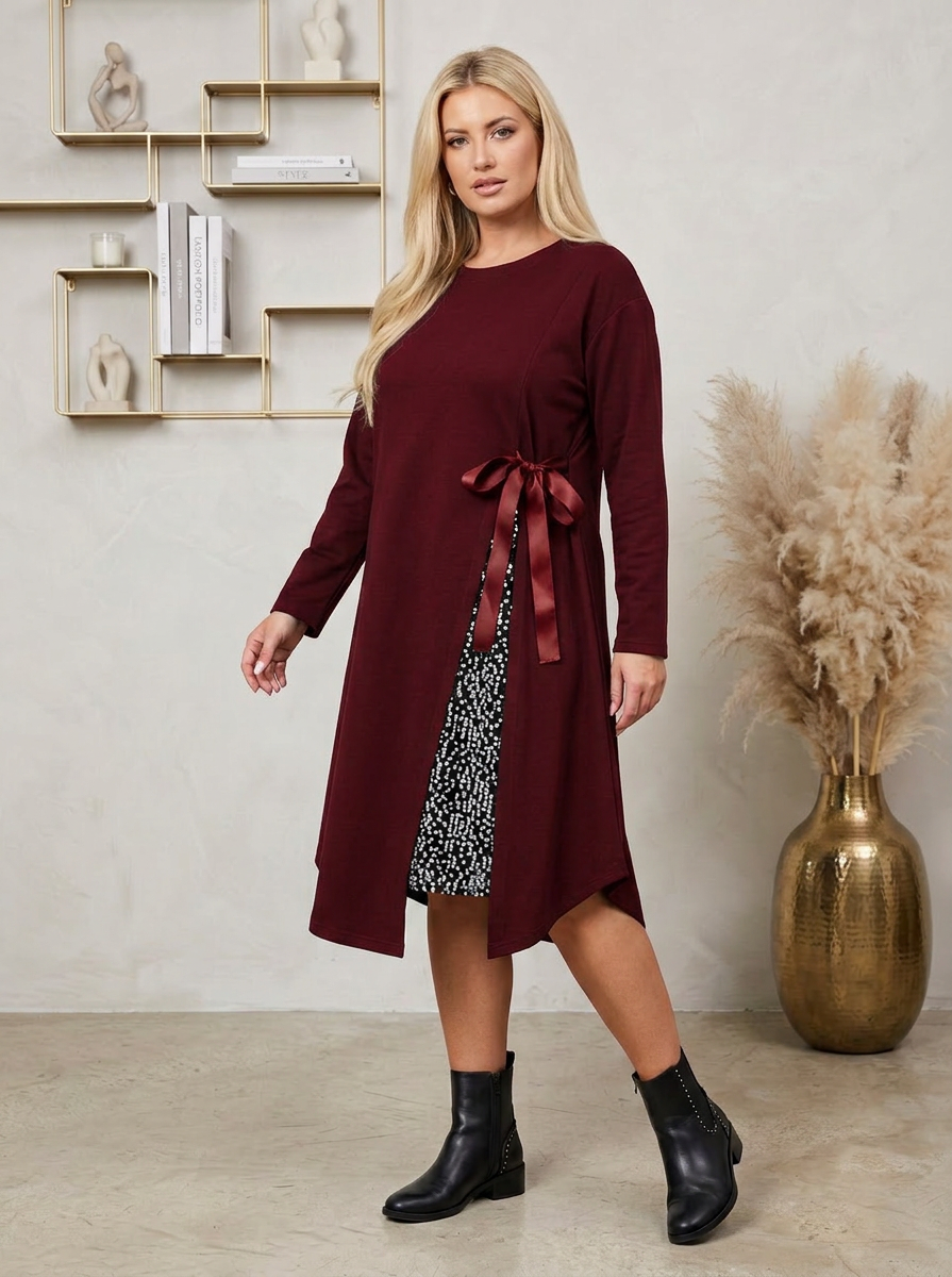 Serena Delmorri™ Wieczorowa Sukienka z Cekinami i Rozcięciem po Boku