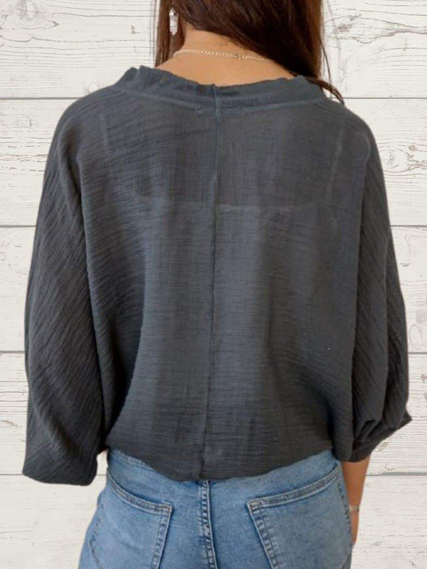 Sidonie Renaud™ Luźny sweter z dwoma guzikami