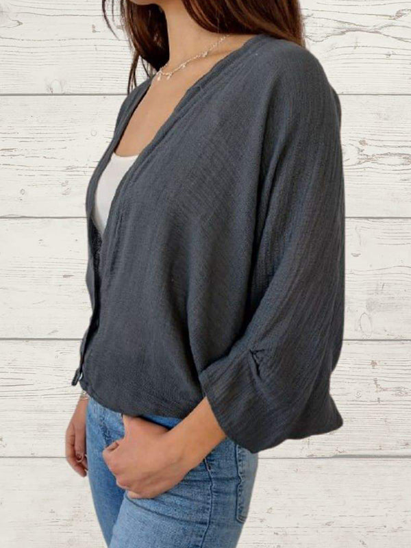 Sidonie Renaud™ Luźny sweter z dwoma guzikami