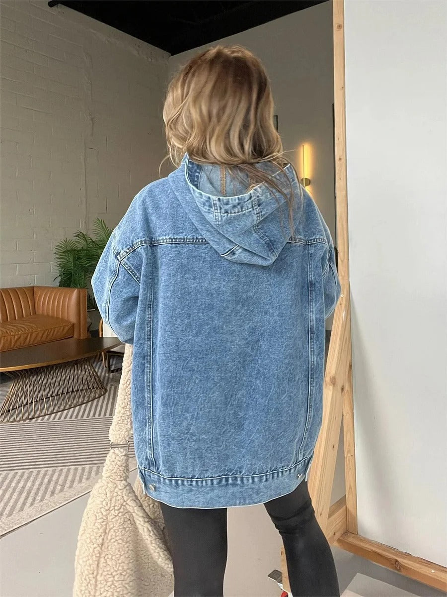 Teresa Borello™ denimowa bluza z kapturem i kieszeniami