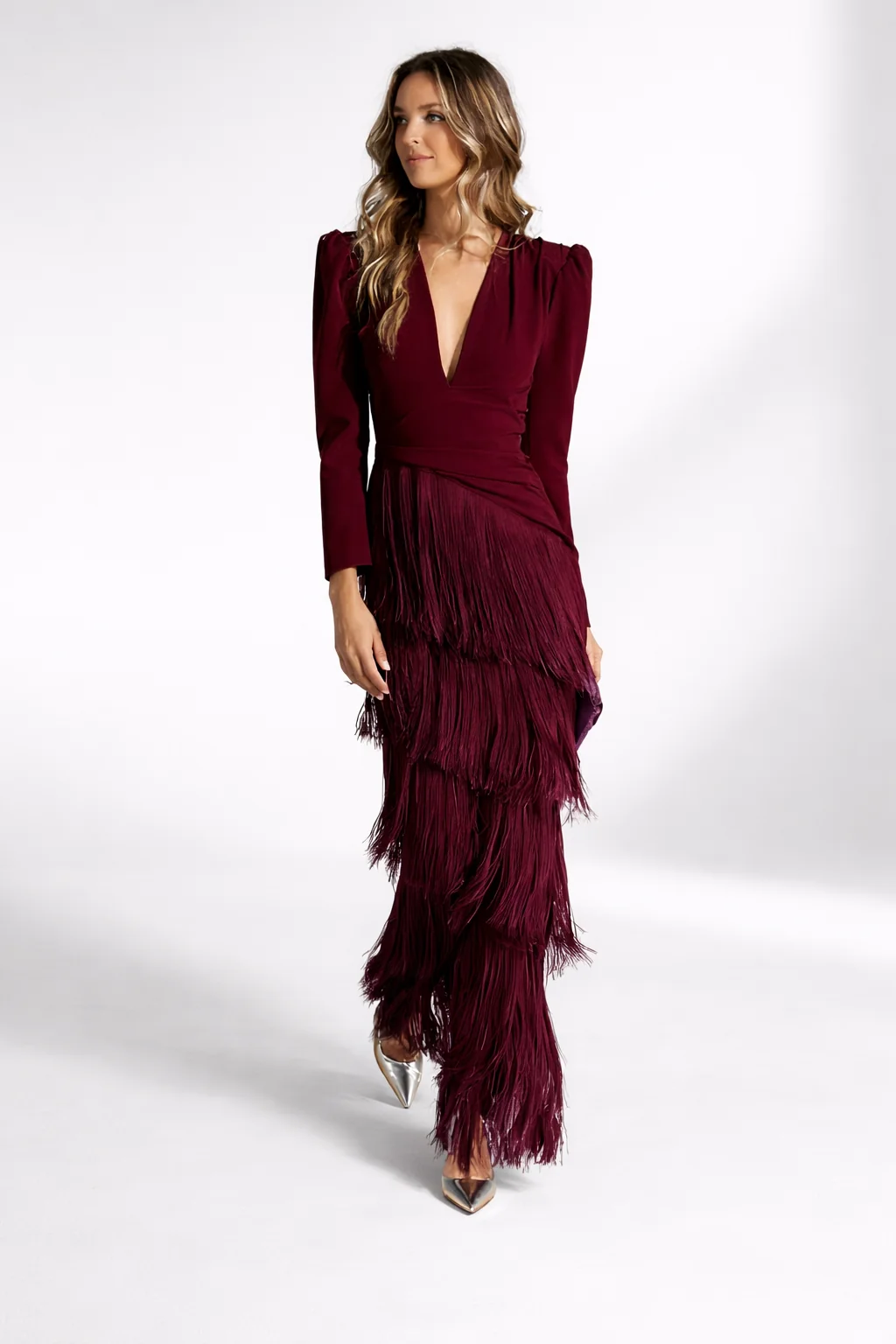 Ursola Abbondanza™ Elegancka midi sukienka z frędzlami na wyjątkowe okazje