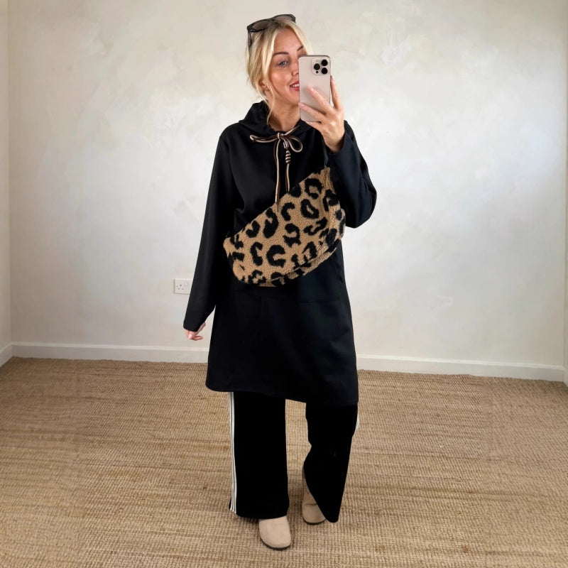 Vilma Bonito™ Damska sukienka bluzowa kangurek oversize z kieszeniami