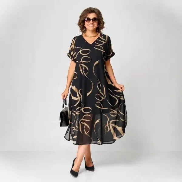 Viola Andriano™ Elegancka sukienka midi o luźnym kroju