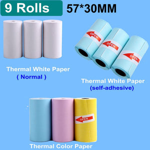 3 białe + 3 kolorowe + 3 rolki papieru do naklejek