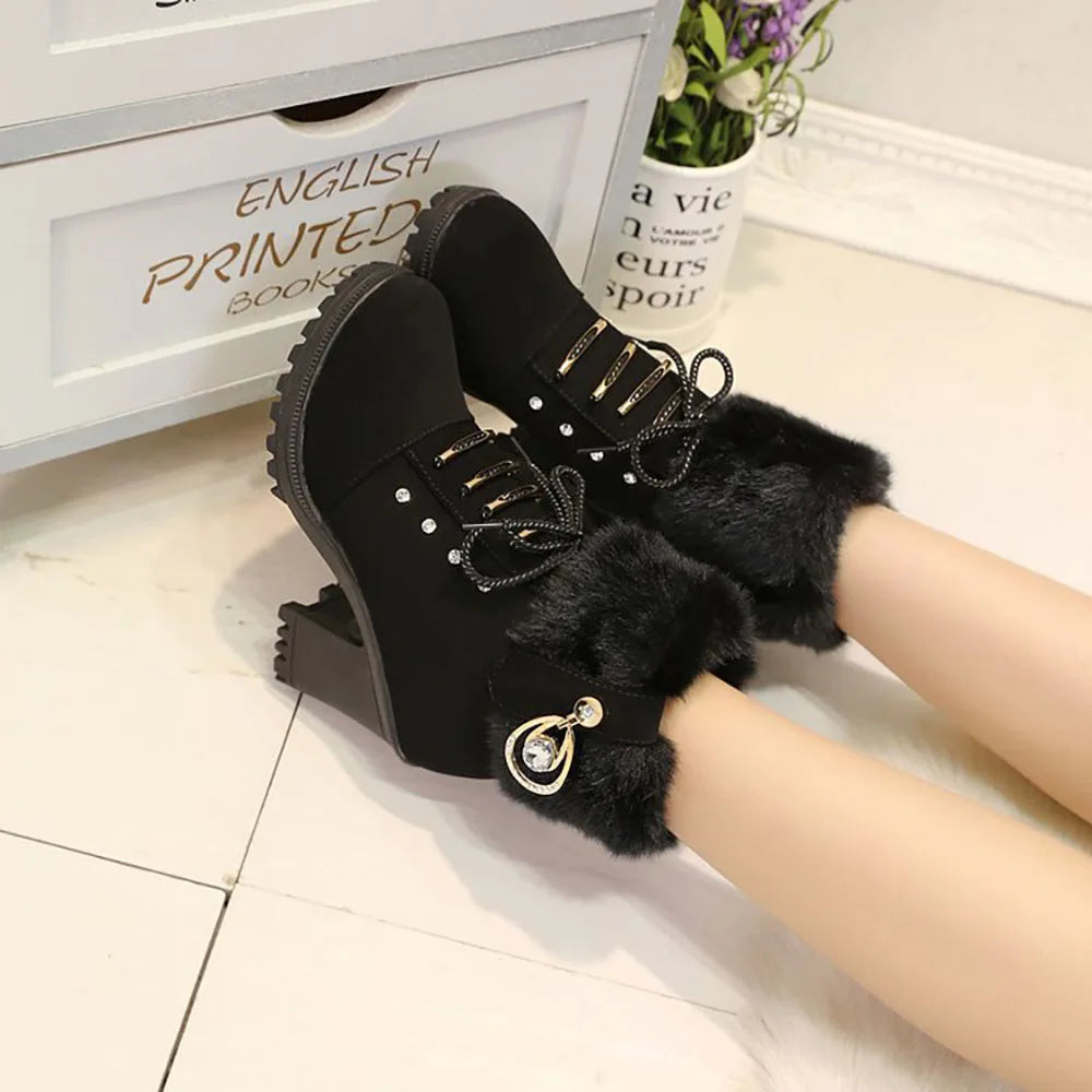 Zarina Riviello™ Eleganckie zimowe buty ze sztucznym futrem
