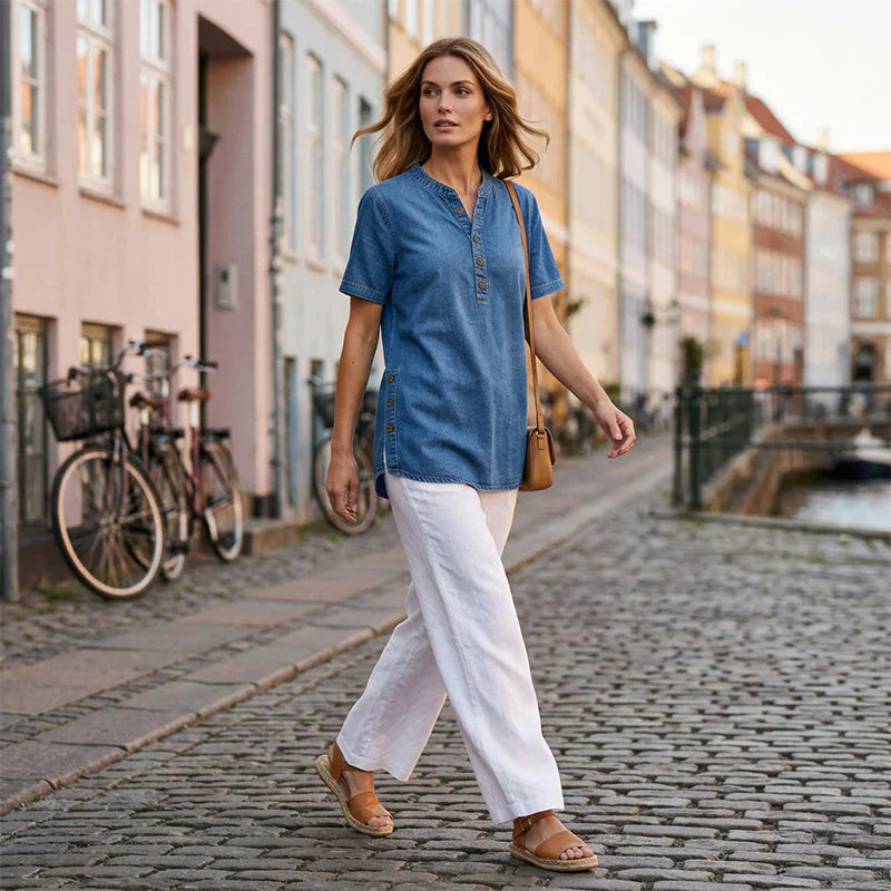 Agata Pietrosanti™ Lekka tunika z dekoltem V dla codziennego komfortu