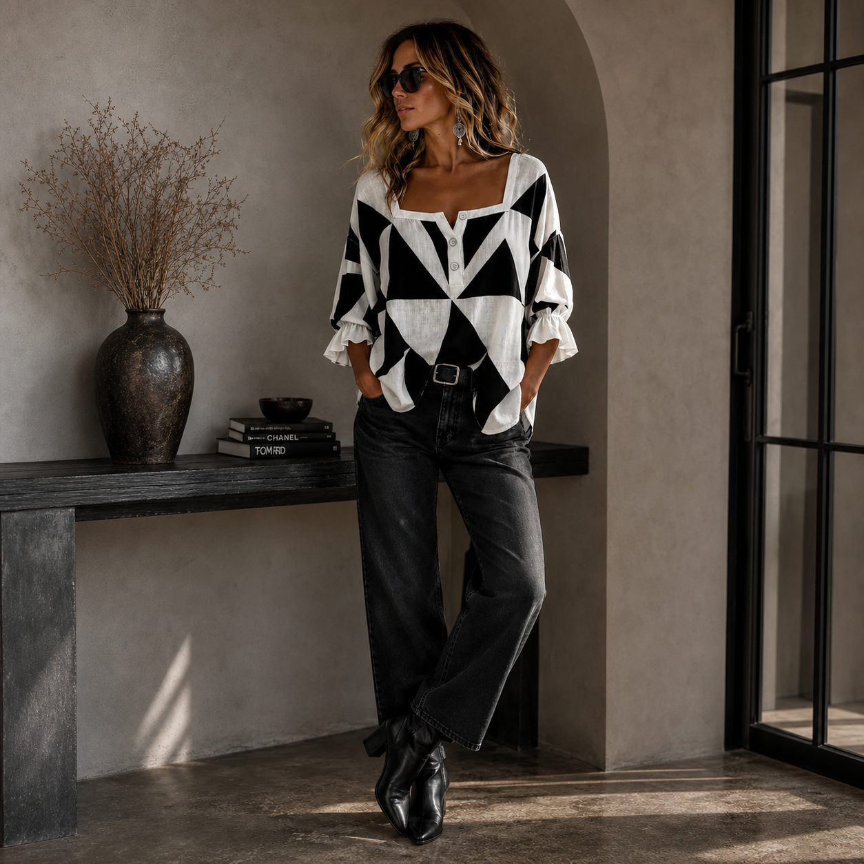 Agata Verzino™ Bluzka w geometryczny wzór dla bezpretensjonalnej elegancji