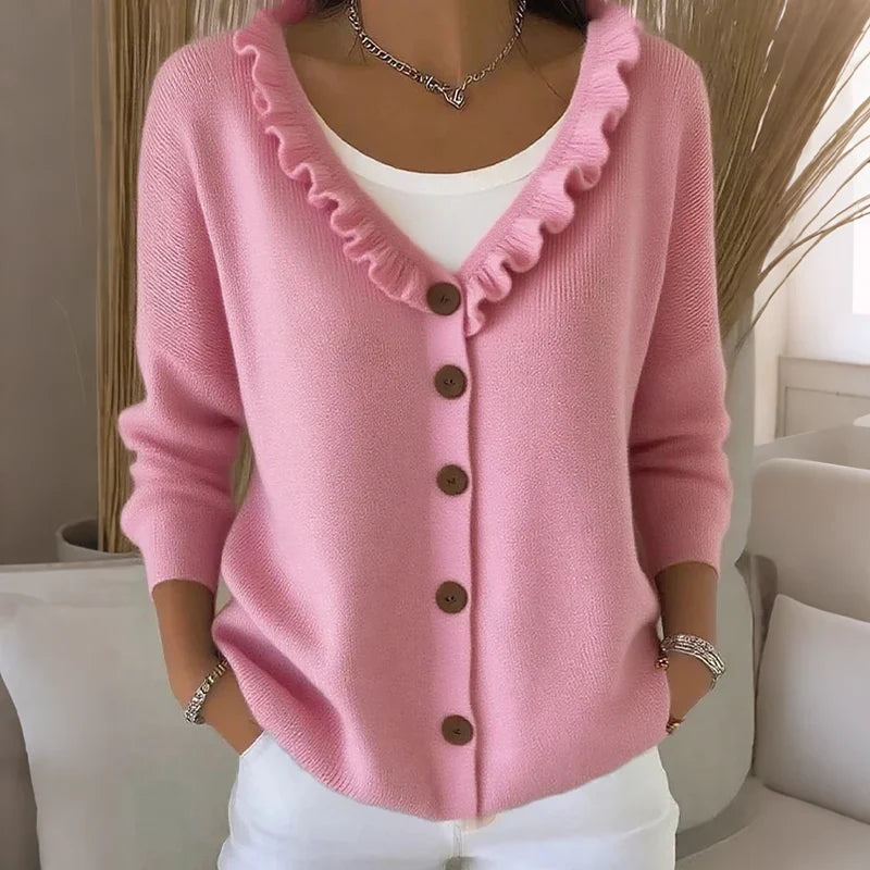 Agnese Borsani™ Sweter z falbaniastym kołnierzem na co dzień