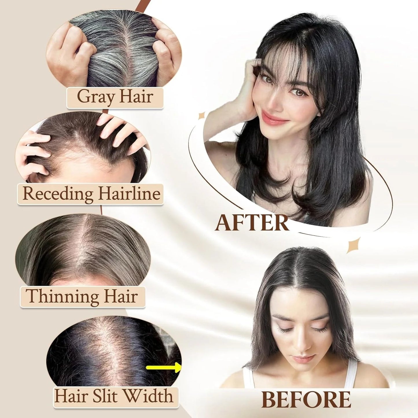 BangPro Realistic Bangs Hair Topper - close-up detail of realistic bangs texture and construction