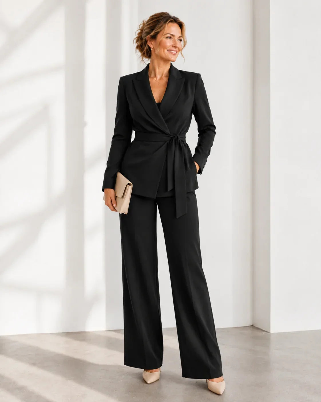 Barbara Aloisi™ Elegancki garnitur z paskiem do pracy i na wydarzenia
