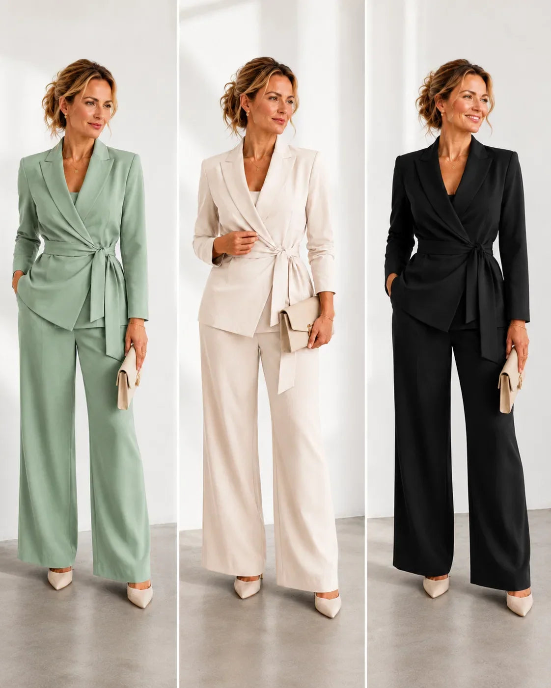 Barbara Aloisi™ Elegancki garnitur z paskiem do pracy i na wydarzenia