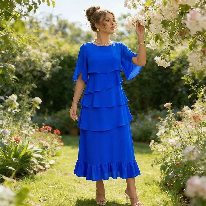 Barbara Muggia™ Sukienka z falbaniastymi rękawami dla swobodnej elegancji