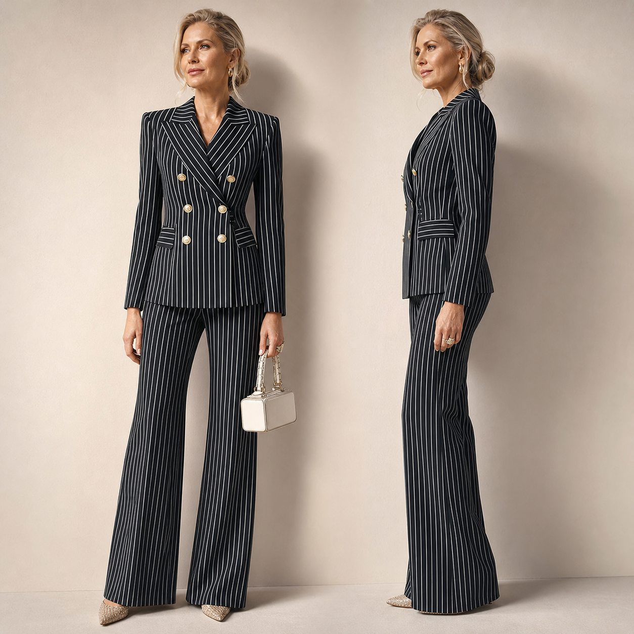 Barbara Ronchi™ Damski garnitur w paski w eleganckim stylu