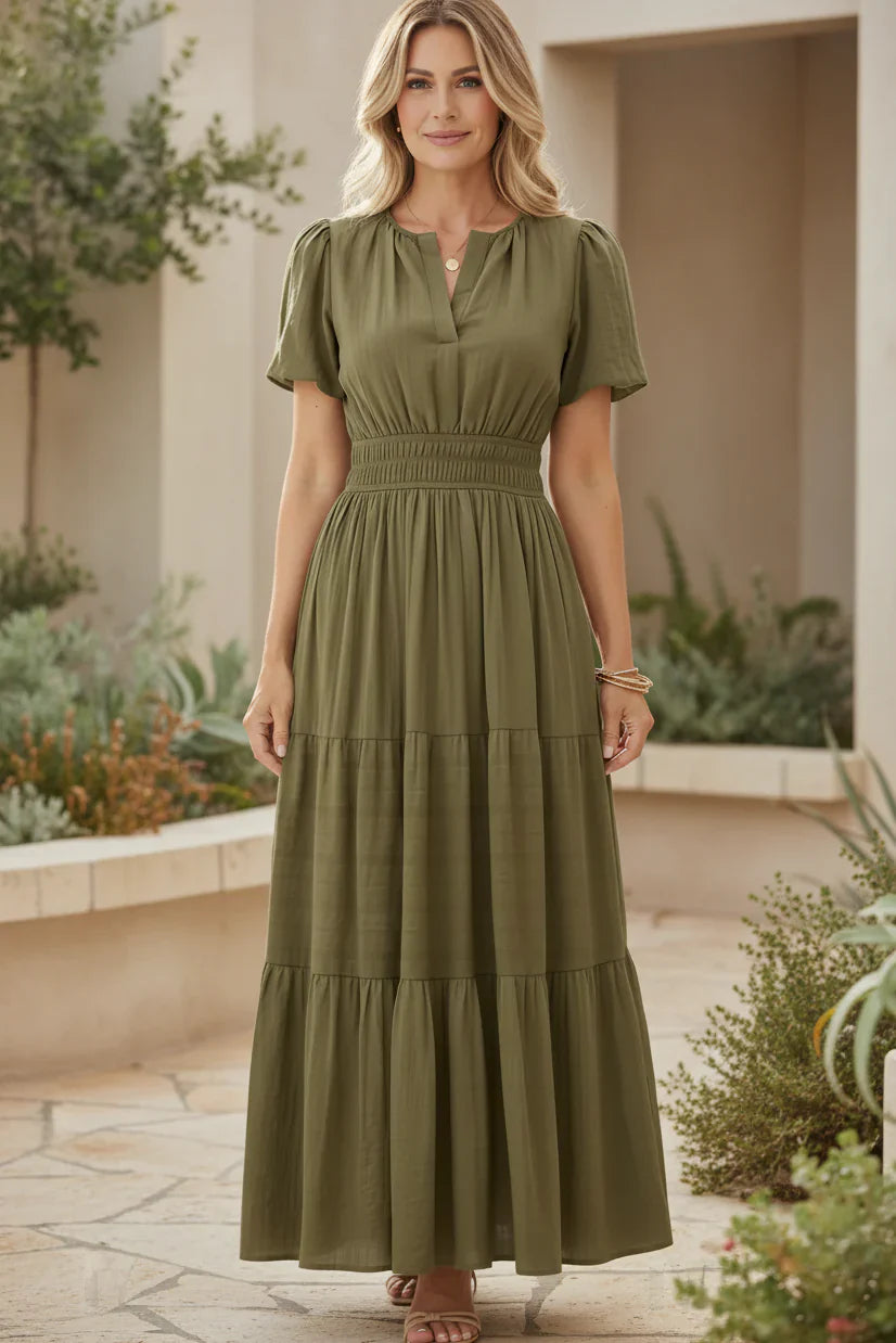 Beatrice Esposito Pleated Maxi Dress - gallery view showcasing pleated fabric detail