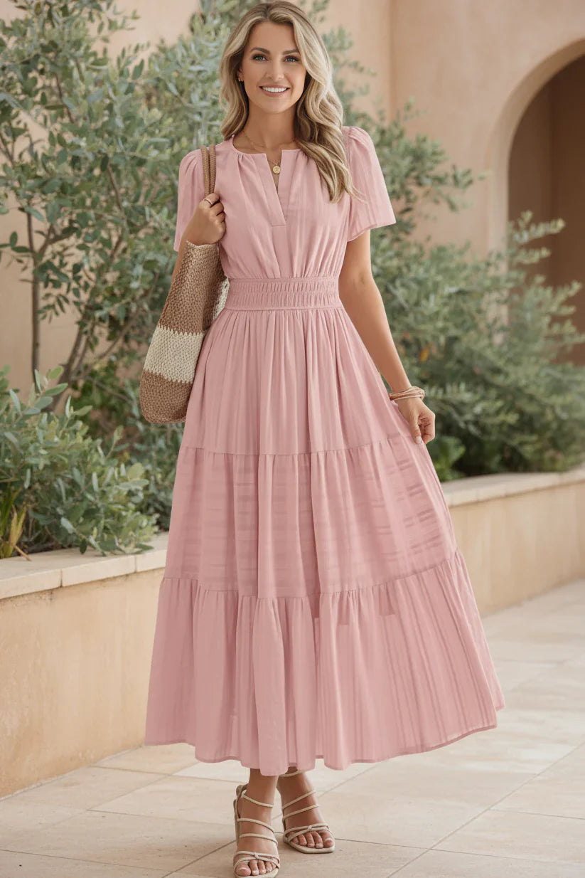Beatrice Esposito Pleated Maxi Dress - close-up of pleating and fabric texture