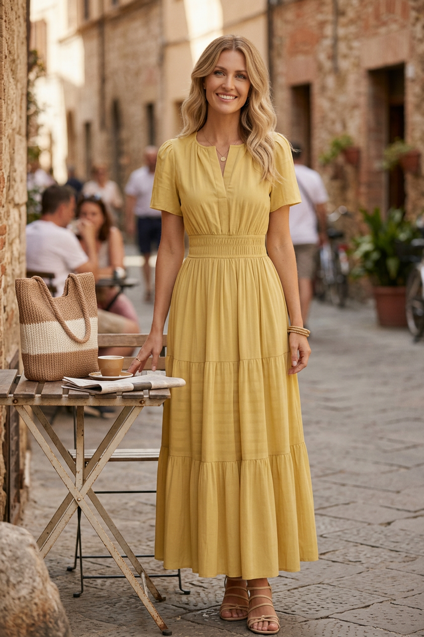 Beatrice Esposito™ zwiewna plisowana sukienka maxi