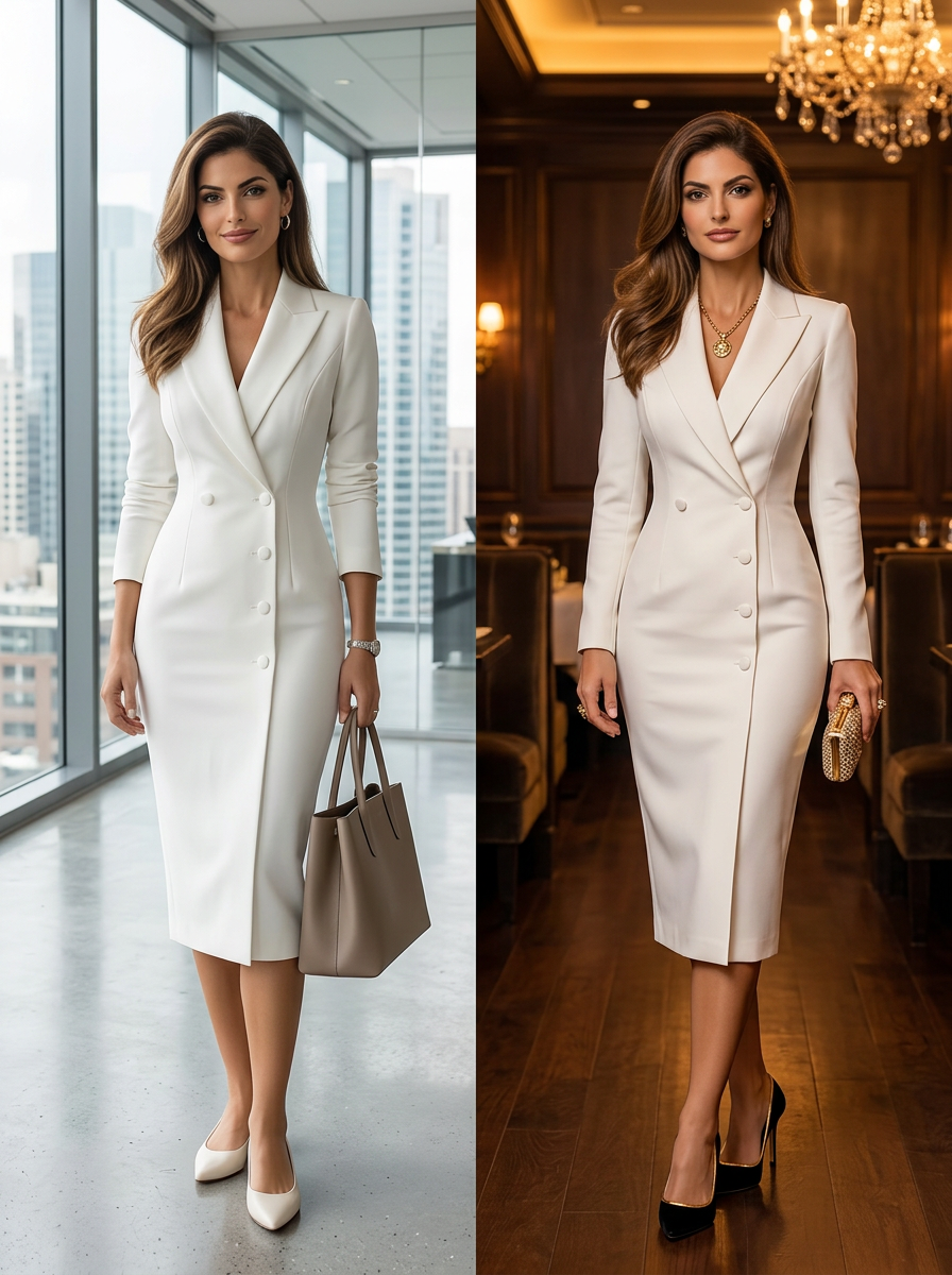 Camille™ Elegancka sukienka żakietowa midi do pracy i na wieczór