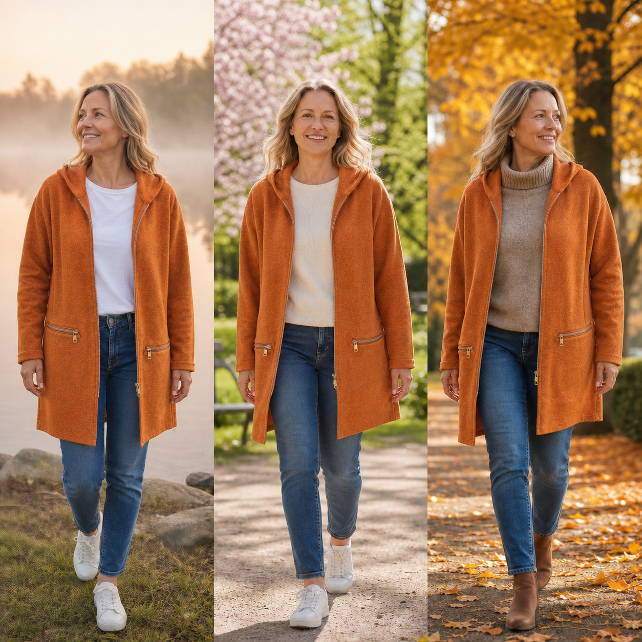 Candida Barchetti™ Bluza z kapturem i zamkiem na co dzień