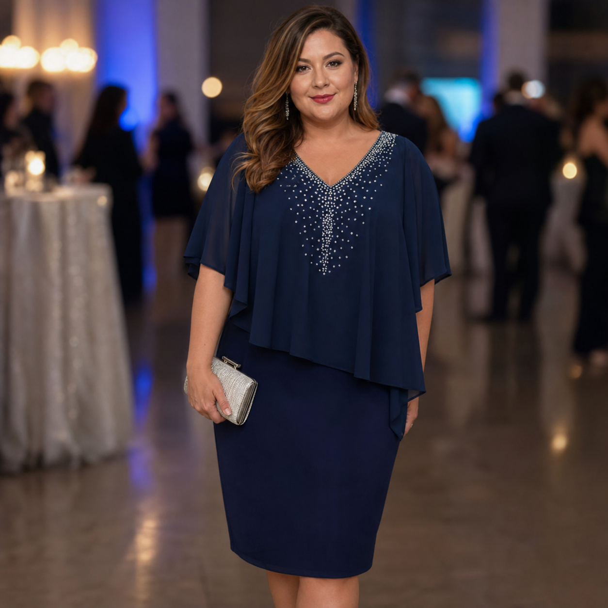 Candida Scaglione™ Elegancka sukienka z kryształkami podkreślająca figurę