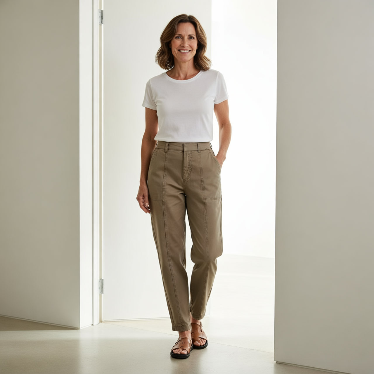 Daniela Testa™ Casualowe spodnie utility z wysokim stanem