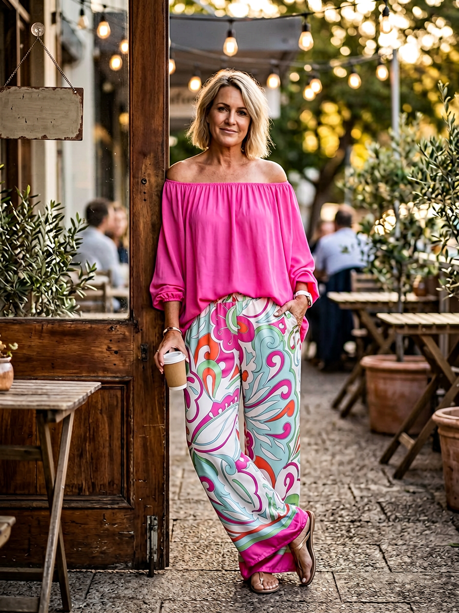Debora Barchetti™ Luźny komplet z odkrytymi ramionami
