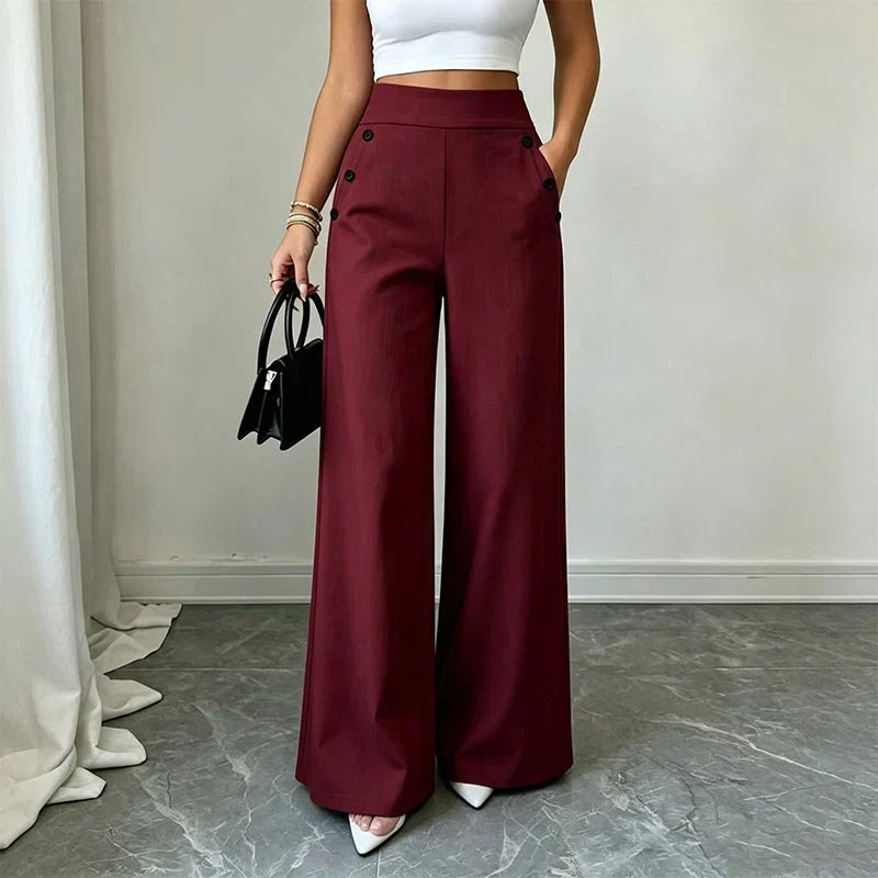Delia Bottini™ Eleganckie spodnie z wysokim stanem i szerokimi nogawkami