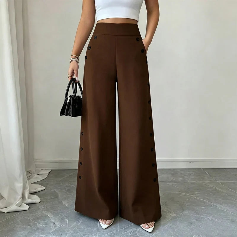 Delia Bottini™ Eleganckie spodnie z wysokim stanem i szerokimi nogawkami