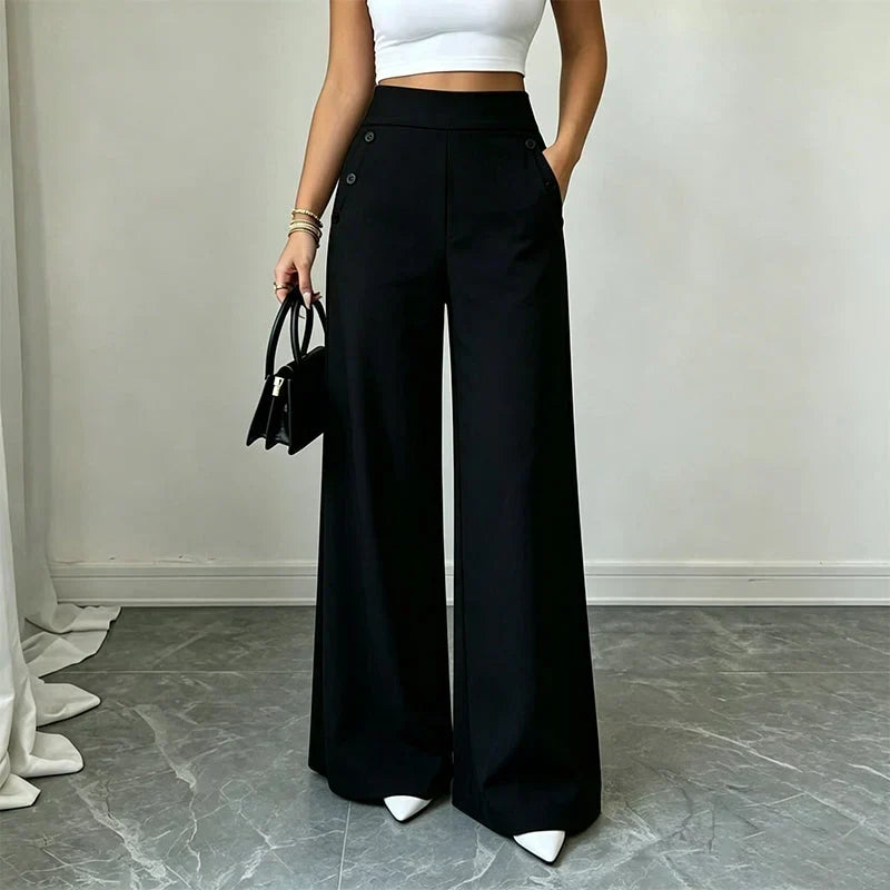 Delia Bottini™ Eleganckie spodnie z wysokim stanem i szerokimi nogawkami