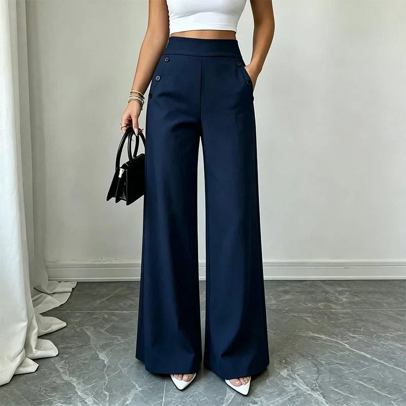 Delia Bottini™ Eleganckie spodnie z wysokim stanem i szerokimi nogawkami