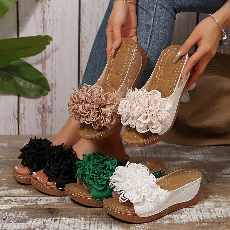 Diletta Women's Floral Appliqué Wedge Sandals - main product hero view
